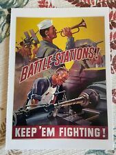 vintage postcard WWII propaganda battle stations keep em fighting picture