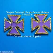 sleeves and collar Templar Maltese Crosses Purple  Enamel {one pair} York Rite  picture
