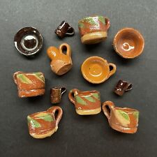 Vintage Lot Small Mexican Pottery Miniature Cups Bowls picture