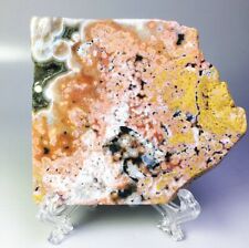 Best Natural Polished Ocean Jasper Agate Quartz Crystal Slice Stone Reiki Stand picture