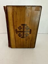 Rare Vintage Before 1936 Holy Bible Red Letter Olive Wood Jerusalem Covers KJV picture