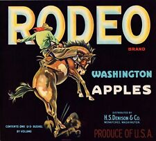 10 Vintage RODEO Brand Apple Fruit Crate Labels Wenatchee, Washington picture
