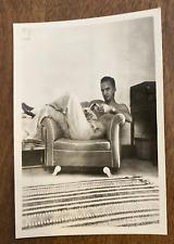 1940s Handsome Shirtless Man Reading Book Lounging Gay Interest Real Photo P4q17 picture