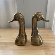 Vtg Solid Brass Mallard Duck Bookends Pair Of 2 Made In Taiwan 8.5 Inch picture