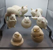7  Dept 56 Snowbunnies Bisque Porcelain Easter Bunny Rabbit Pigs Squirrel Chicks picture