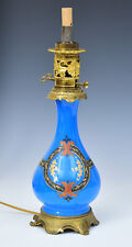 French Blue Opaline Glass Oil Lamp (now converted), circa 1880 picture