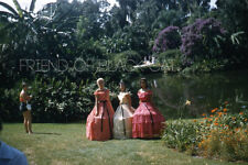 Kodak Slide 1950s Red Border Kodachrome Pretty Woman Fancy Dress Fasion Garden picture