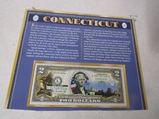 AUTHENTIC COLORFUL TWO DOLLAR BILL STATE OF CONNECTICUT picture