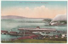 c1908 Everett Washington MIlltown Waterfront Pier & Smokestacks Antique Postcard picture