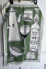 A STANDALL PRODUCTION Vtg JOHN MCGUIRE Linen Towel IRISH WHISKEY Green BAR TOWEL picture