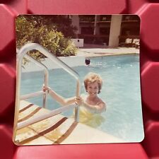 Woman Getting Out Of The Pool Home Photograph 3.5 x 3.5 Pre Owned Vintage 1970s picture