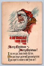 J99/ Santa Claus Christmas Postcard c1910 Chimney Snow 411 picture