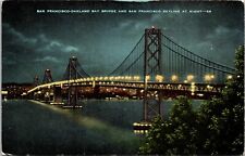 San Francisco-Oakland Bay Bridge at Night, California - Postcard picture