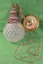 Vintage Glass Ball Swag Hanging Light Fixture,Ornate Brass Mount,Pendant,Chain picture