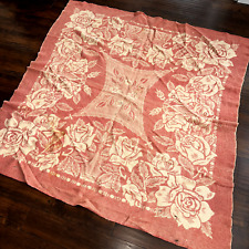 Vintage Golden Dawn 100% Wool Blanket Pink Rose Floral Reversible 50s 1950s Rare picture