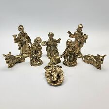 ⭐️ (9pc) Faux Solid Brass Christmas Nativity Scene  Figurines picture