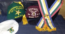 Vintage Freemasonry Masonic Shriner Lot Fez Hats Rhinestones Sash Golf Hat Miami picture
