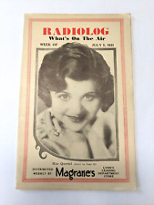 Vintage July 5 1931 Radio Log What's on the Air Mae Questel Guide Magazine Mass picture