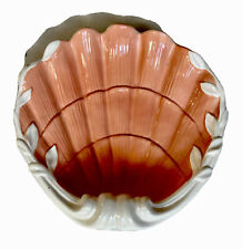 Vtg Fitz & Floyd 1976 Soap Dish Trinket Coral Pink White Shell Large Coastal picture