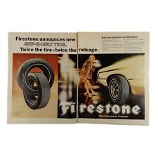 1969 Firestone Vintage 2 Page Print Ad Sup-R-Belt Tire Twice The Mileage picture