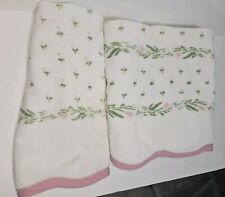Vtg Laura Ashley Body & Hand Towel Petit Pink Pink Trim Flowers Cottage Core picture