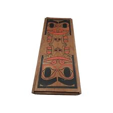 Vtg MCM Handcrafted Tiki Man Totem Slide Wooden Box 19