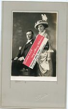 Antique Photo-Denver, Colorado-Fancy Man & Lady Holding Fan, Flowers & Lg Hat picture