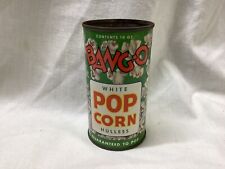 1950s EMPTY Vintage BANG-O WHITE POP CORN Advertising Tin picture