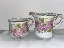 Vintage Pink Rose Gold Trim Victorian Repro RS Prussia CREAM PITCHER  w/mug picture