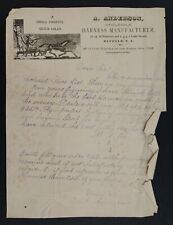 1880s antique HARNESS MANUFACTURER buffalo ny LETTERHEAD horse sleigh ANDERSON picture