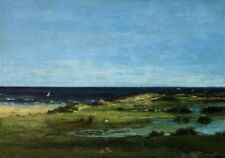 Oil painting Seacoast-aka-Souvenir-of-Les-Cabanes-1854-1857-Gustave-Courbet-Oil- picture