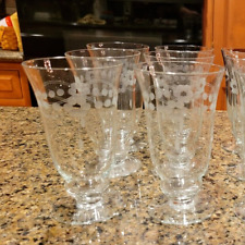 Vintage Floral Pattern Etched Footed Ice Tea Water Glasses - Set of 6   (2 of 2) picture