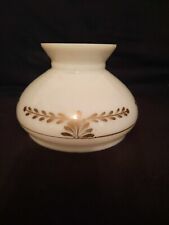 Vintage Hurricane White Glass Oil Electric Table Lamp Shade Cover Gold Accents  picture