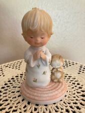 Gorham Girl Praying w Cat Figurine 83 God In His  Heaven Bedtime Prayers picture
