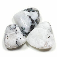 White Rainbow Moonstone Tumbled Polished Crystal Stone, 3 Pc Set, Avg Size 1.05