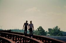 YL01 35mm Original Slide Classic AMERICANA WORKERS WALKING OVERPASS IRON picture