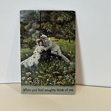 Vintage Postcard When You Feel Naughty Think of Me Man Woman 1910 Posted picture