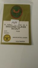 BSA, Blank Rank Card, Second Class, 1989, Olive Green on White Card Stock picture