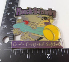 Vintage ROCK STEADY Girls Fastpitch Softball Pinback picture