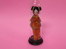 Vintage Miniature Asian Japaneese Chineese Doll In a Glass Test tube Dome Taiwan picture
