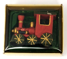 Russ Berrie Country Antique Ornament Wood Train Style BX2041 1980's Hand Painted picture