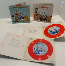 Vintage Disneyland Happy Birthday Snow White + Mickey & Donald RECORD CARD 1960s picture
