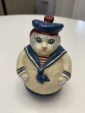 VINTAGE 1987 ETC LARGE CHUBBY FRENCH SAILOR/NAVY  CAT FIGURINE picture