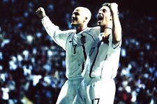Original Photo Slide David Beckham Celebrates 2001 World Cup Qual Soccer 35mm picture
