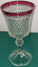 Vintage 11” Large Ruby Flash Indiana Glass Diamond Point Urn Pedestal Candy Dish picture