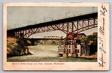 Monroe Street Bridge & Falls Spokane Washington WA 1908 Postcard picture