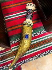 Antique Brass Syrian Dagger Knife with Bone Handle -Rare Collectible Jambiya picture