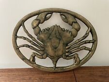 Vtg 1983 Gorham Italy Brass Crab Trivet Nautical Seafood Footed Oval 8