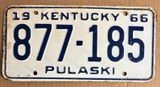 Kentucky 1966 PULASKI COUNTY License Plate # 877-185 picture
