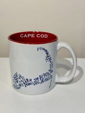 Towns Of Cape Cod Map White Blue Red Coastal Coffee Mug Excellent Condition picture
